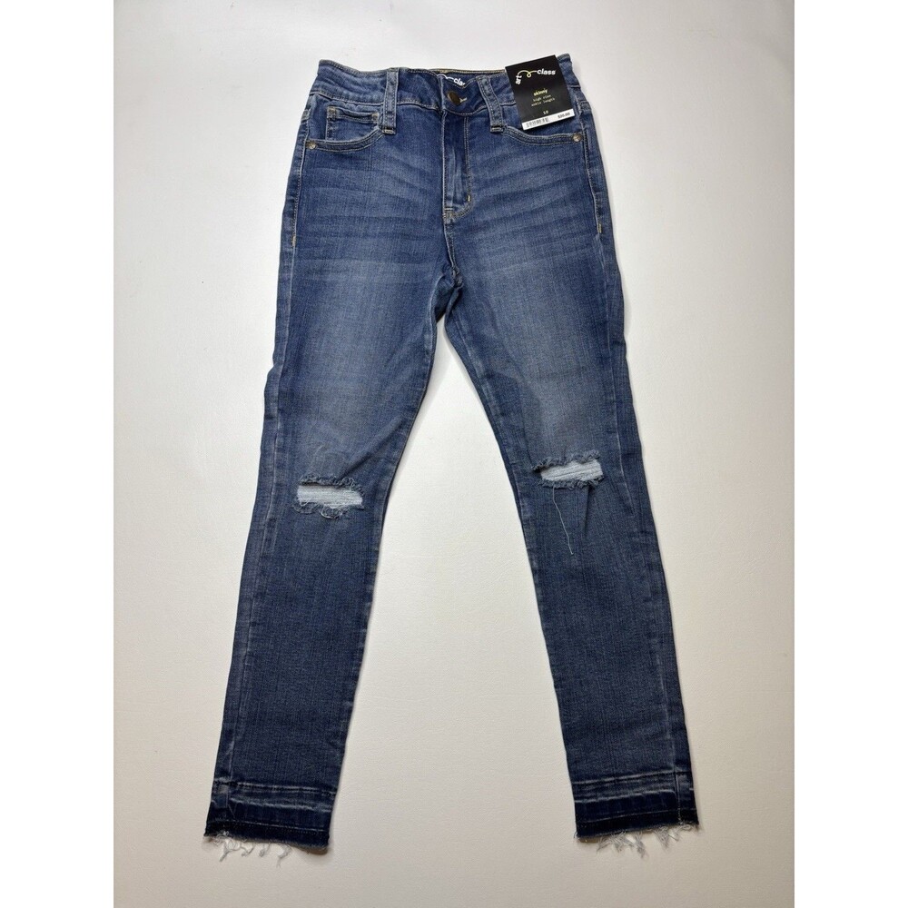 NWT Art Class Girls Jeans Size 10 Distressed Frayed Hem Denim Blue Skinny